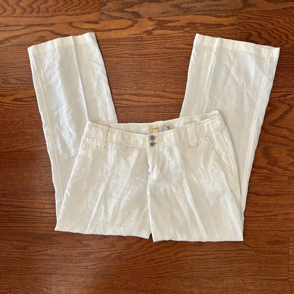 London Jean 100% Linen Chino Wide Leg Pants Jeans Mid Rise Size 4 Cream Preppy - Picture 10 of 11